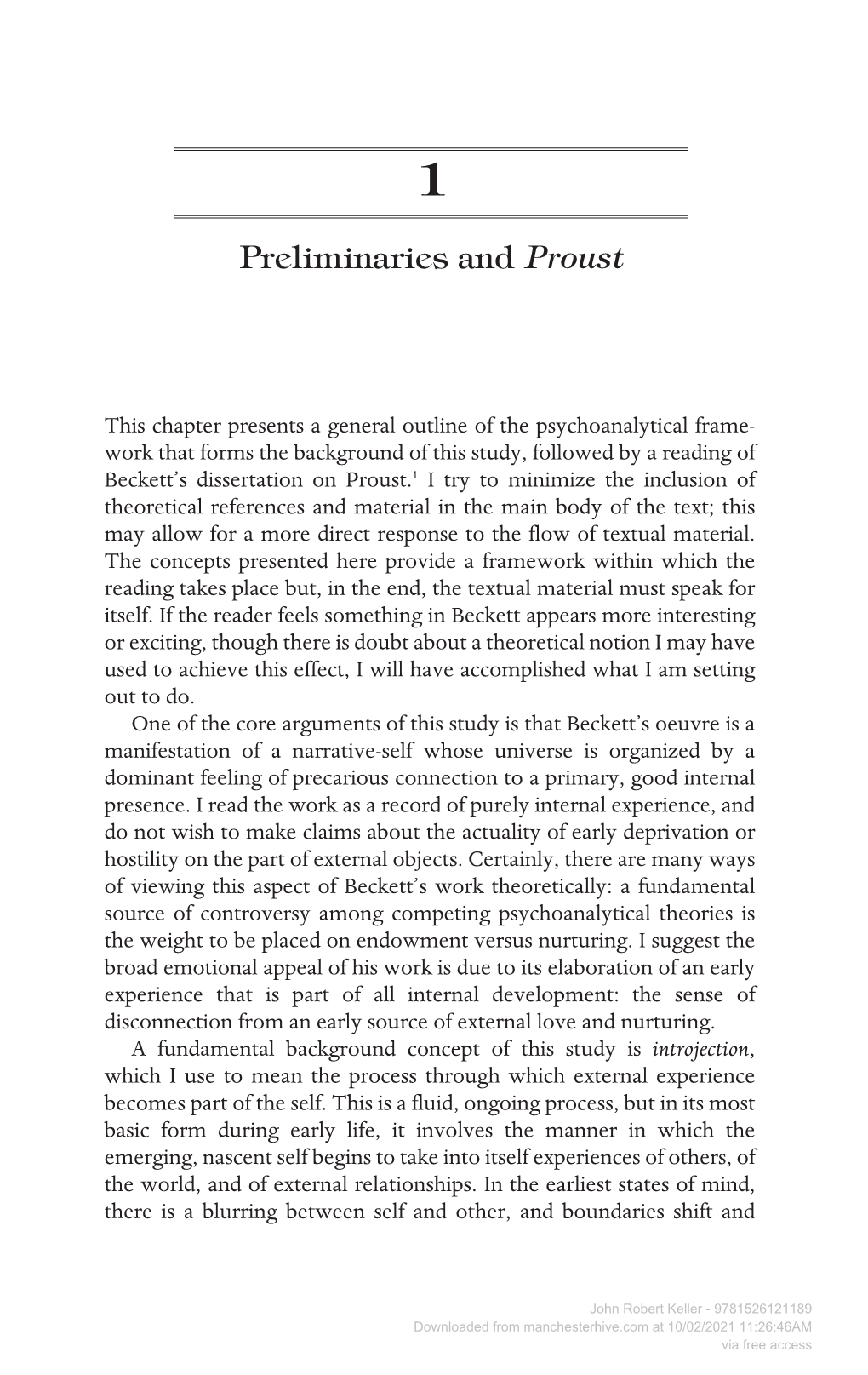 Preliminaries and Proust