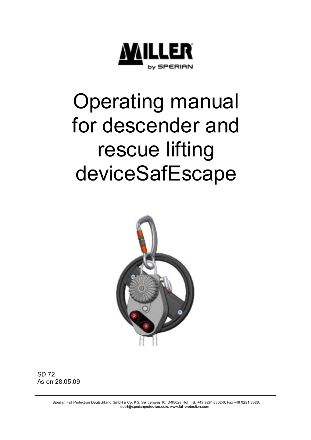 Operating Manual for Descender and Rescue Lifting Devicesafescape