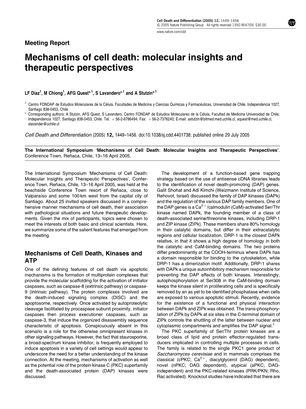 Mechanisms of Cell Death: Molecular Insights and Therapeutic Perspectives