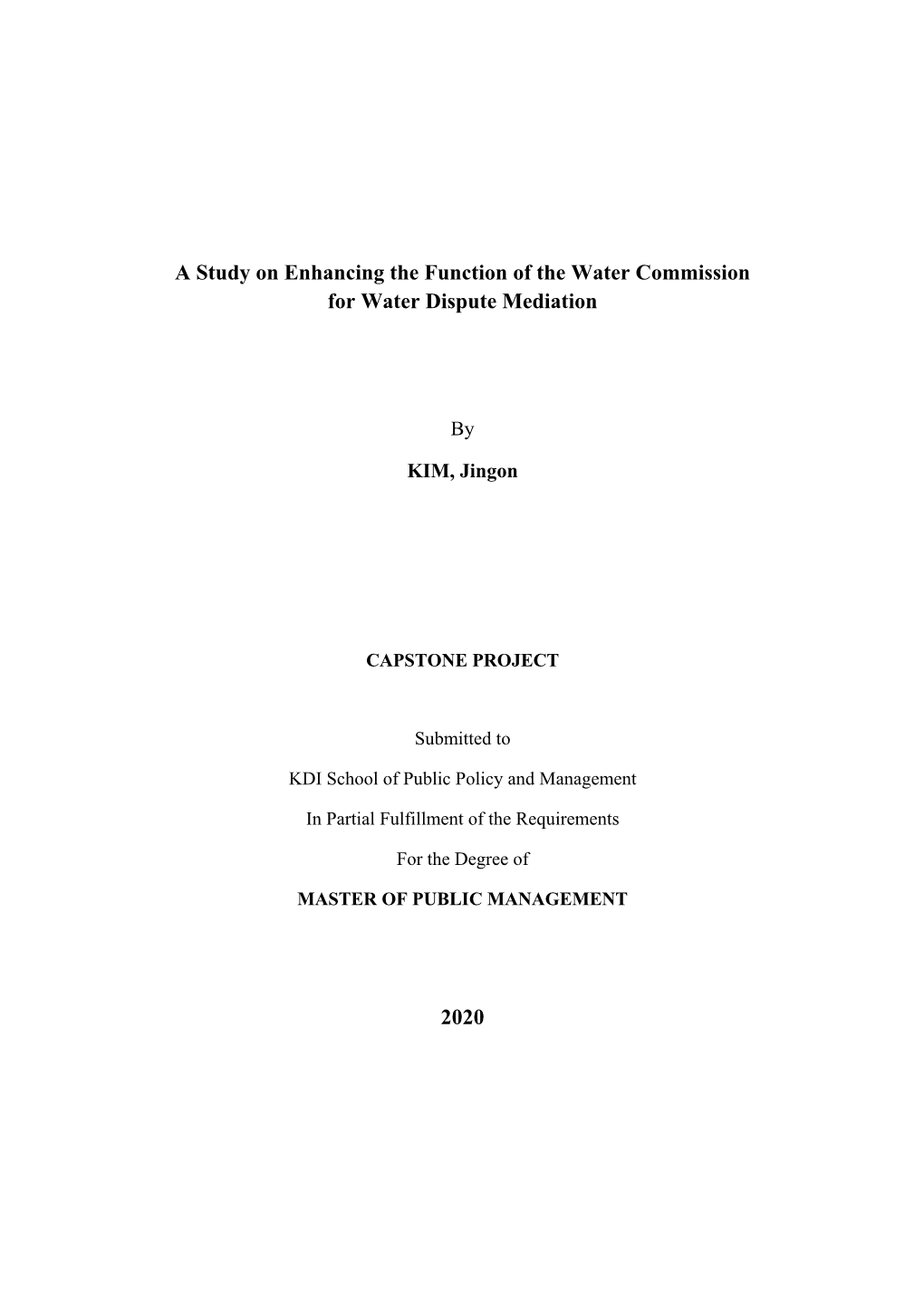 A Study on Enhancing the Function of the Water Commission for Water Dispute Mediation