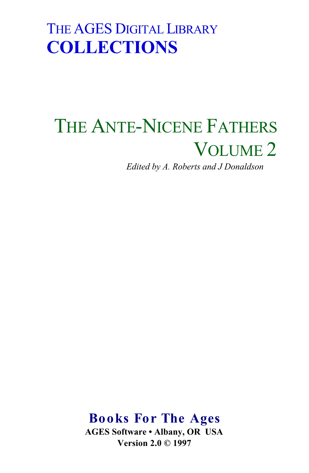 Fathers, Ante-Nicene