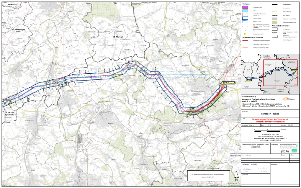 Röhrsdorf - Weida - Remptendorf Administrative Grenzen Nobitz (Rückbau) Göllnitz Ländergrenze VG Altenburger Masten Der Bestandsleitung Mit Penig Nr