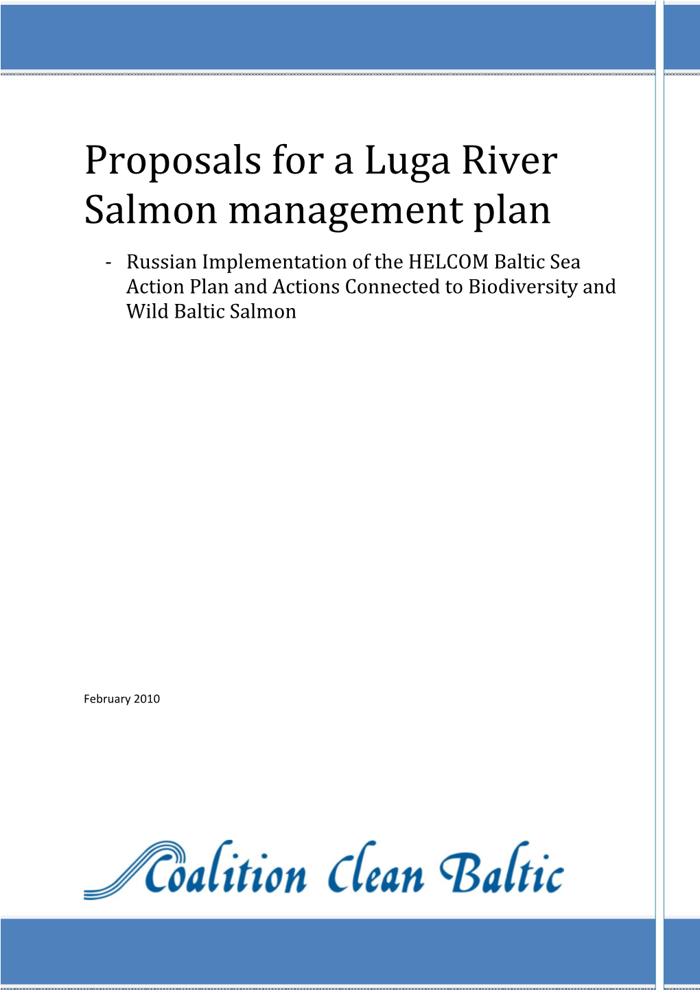 Proposals for a Luga River Salmon Management Plan