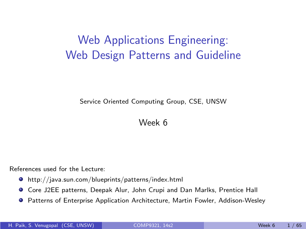 Web Applications Engineering: Web Design Patterns and Guideline