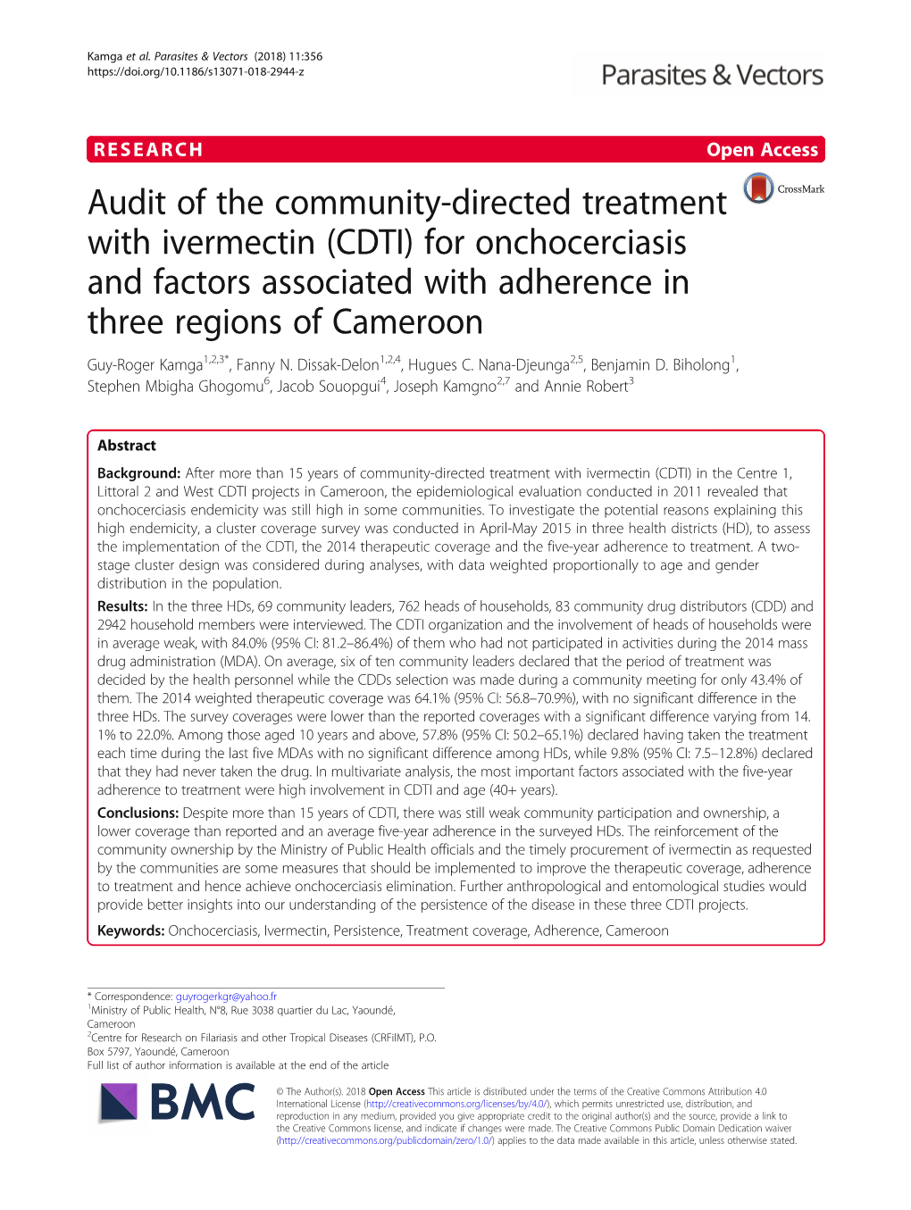 Audit of the Community-Directed Treatment with Ivermectin (CDTI)