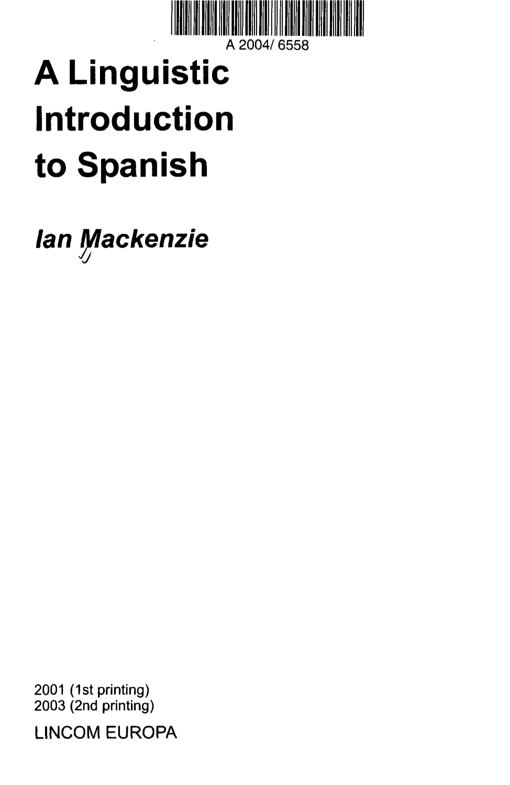 A Linguistic Introduction to Spanish