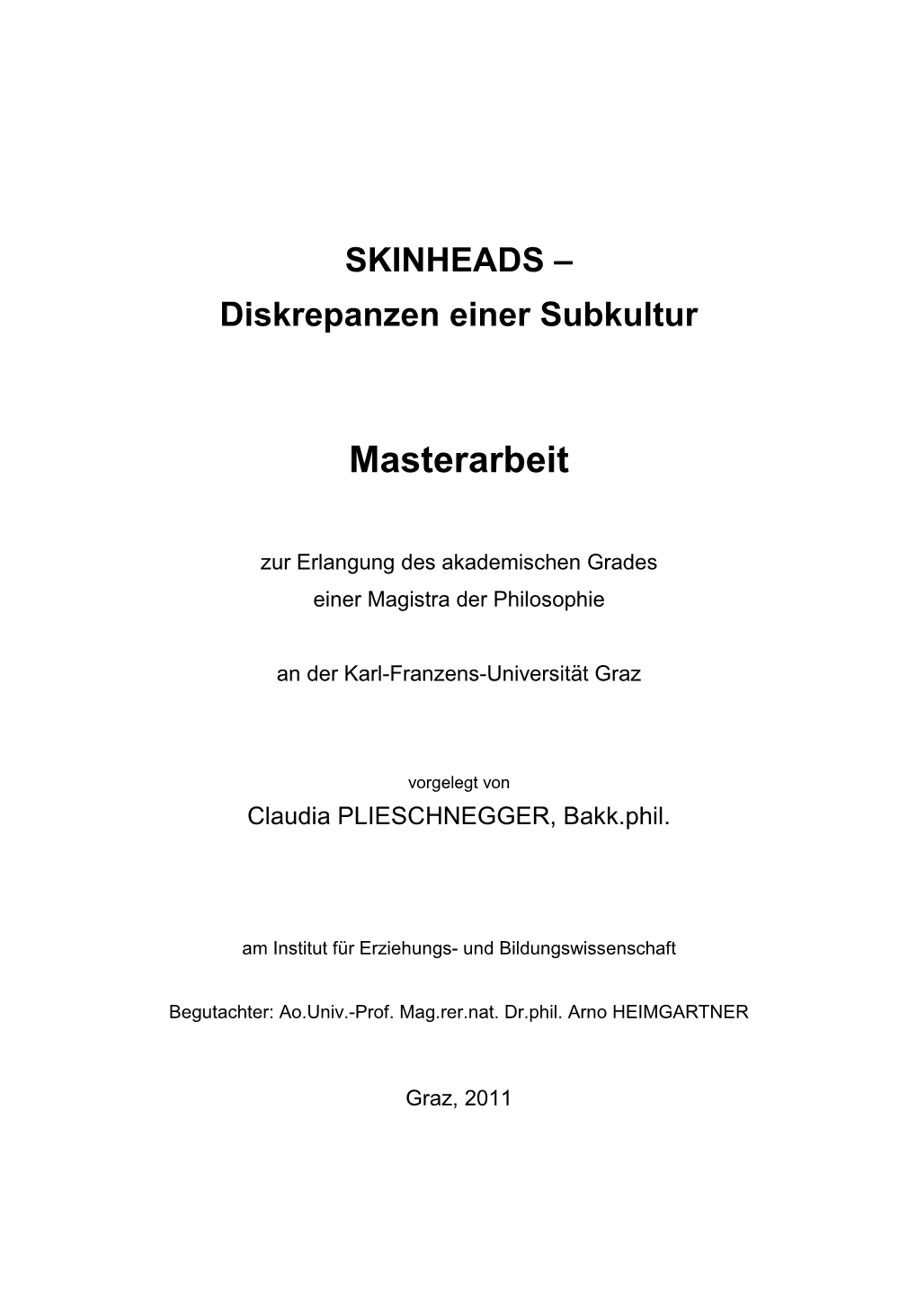 SKINHEADS – Diskrepanzen Einer Subkultur