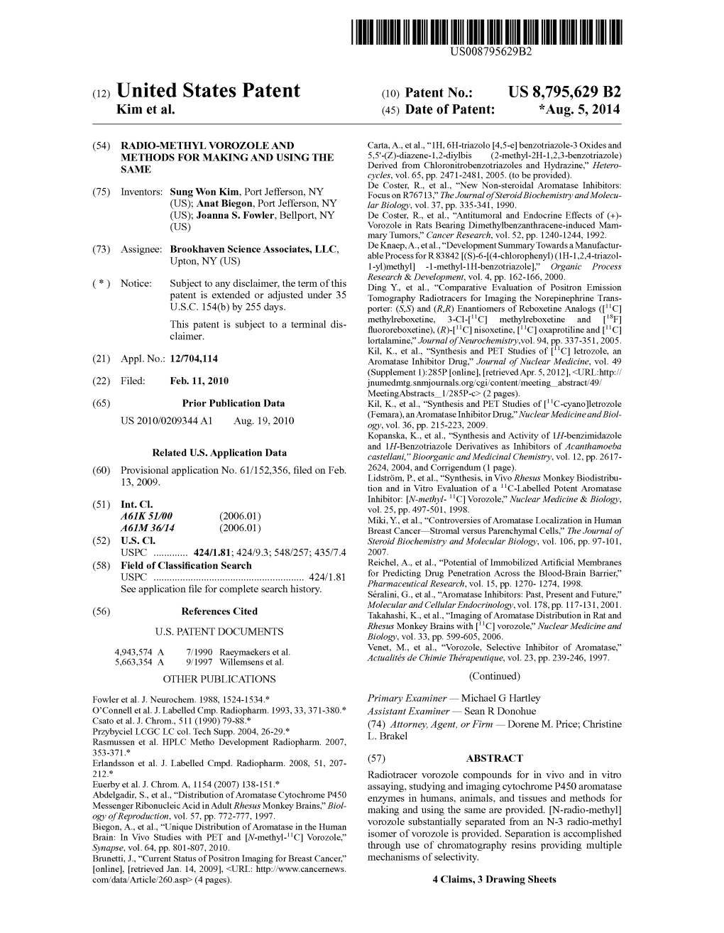 (12) United States Patent (10) Patent No.: US 8,795,629 B2 Kim Et Al