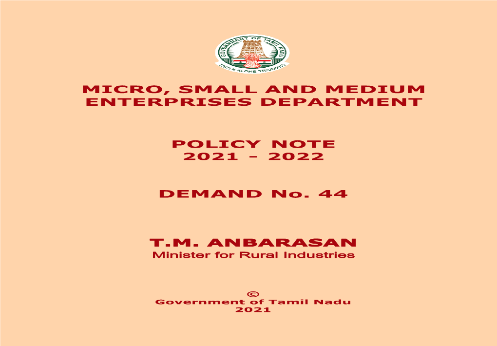 Micro, Small and Medium Enterprises Department Tm Anbarasan