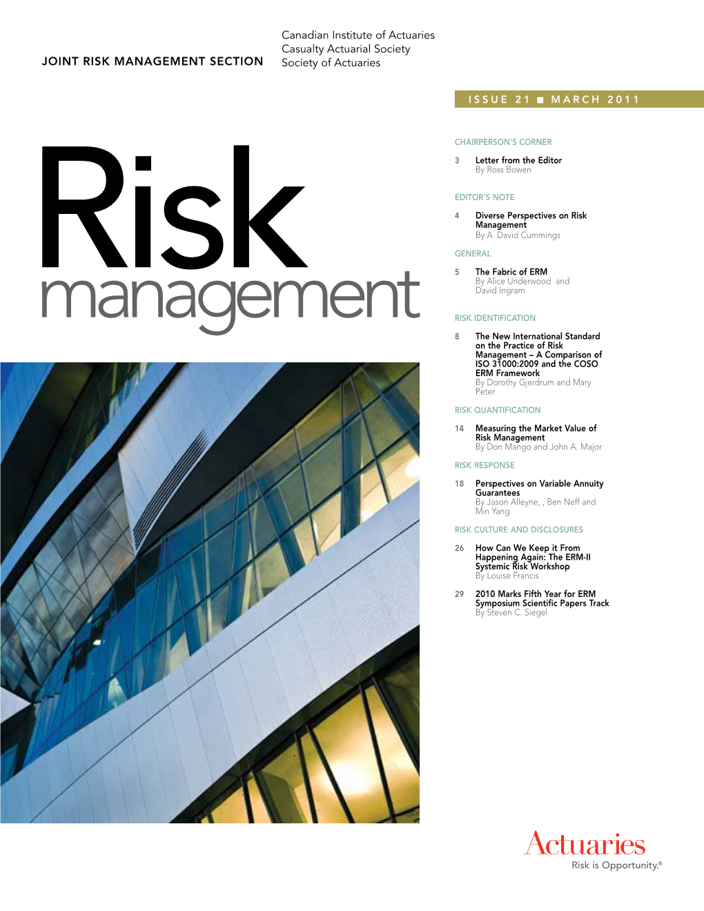 Risk Management, March 2011, Issue 21