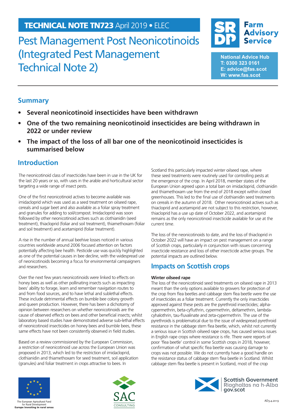 TN723: Pest Management Post Neonicotinoids
