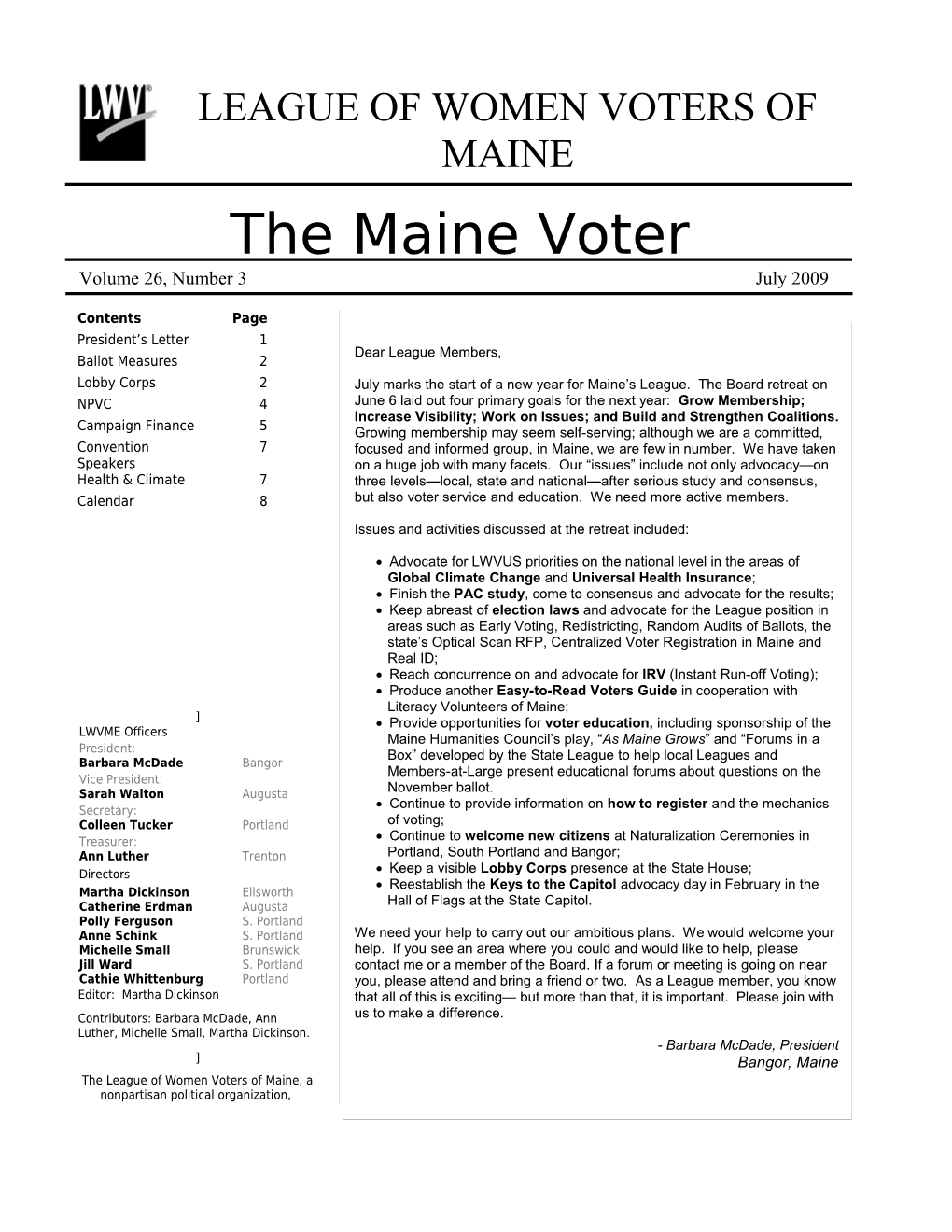 League of Women Voters of Maine