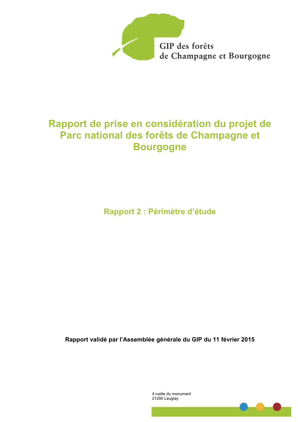 Rapport De Prise En Considération Du Projet De Parc National Des Forêts De Champagne Et Bourgogne