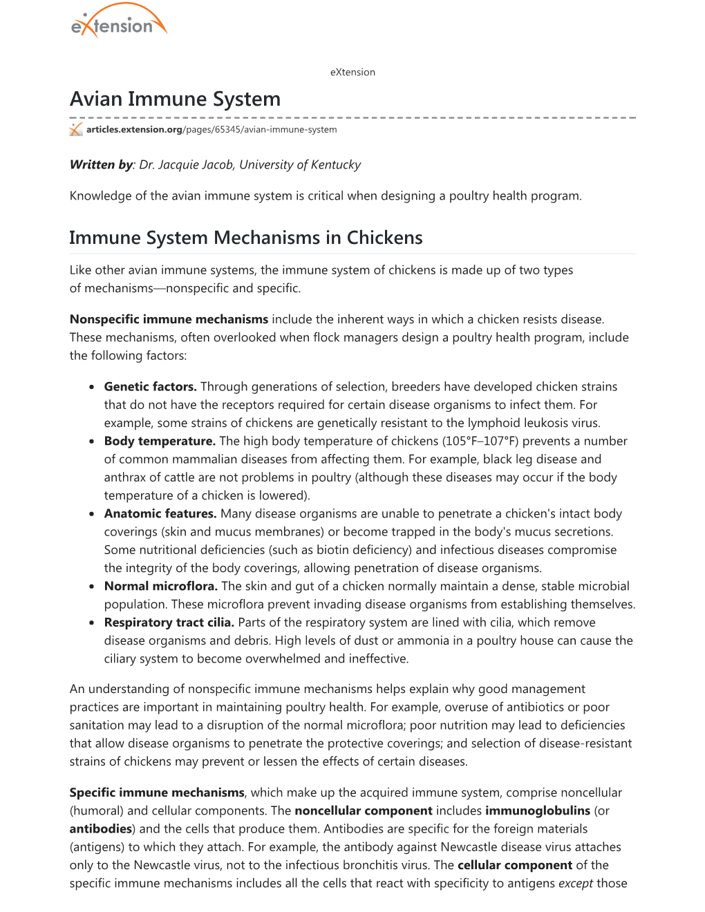 Avian Immune System