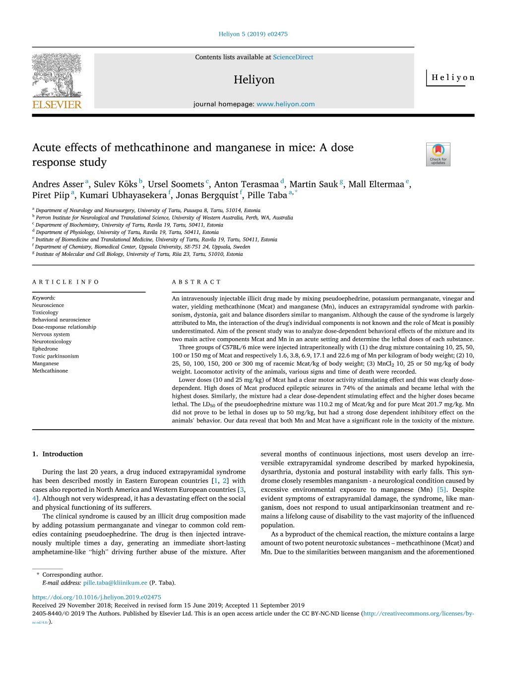 Acute Effects of Methcathinone and Manganese in Mice: a Dose Response Study