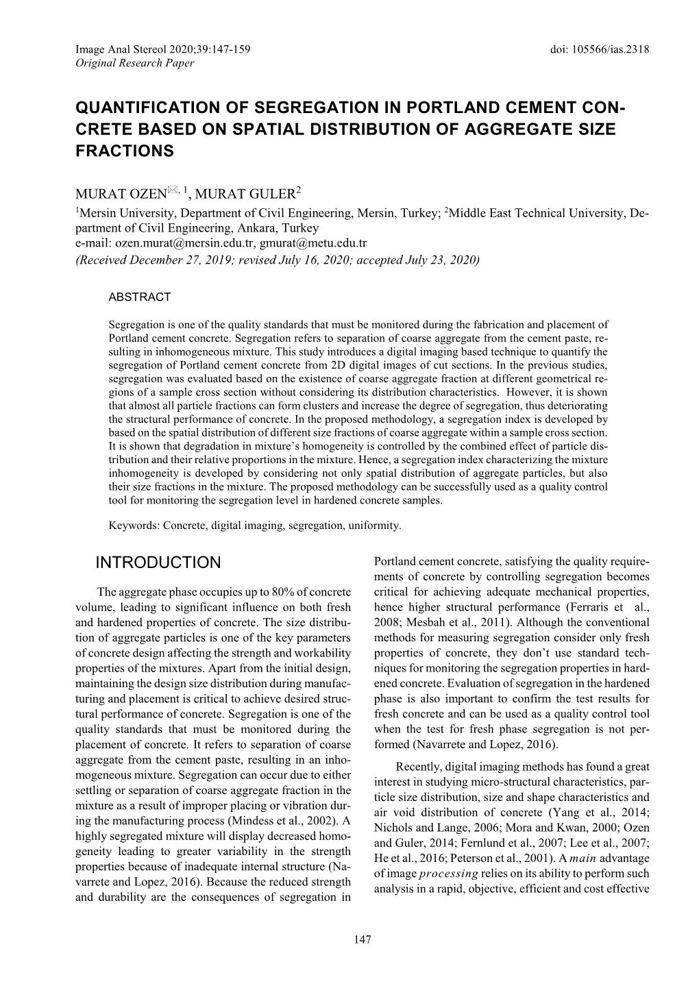 Crete Based on Spatial Distribution of Aggregate Size Fractions