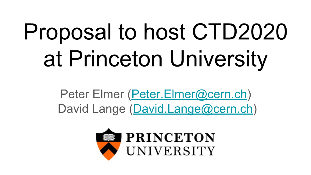 CTD2020 at Princeton University