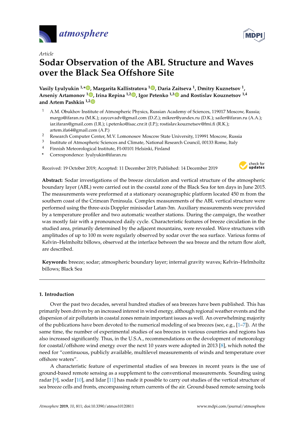 Sodar Observation of the ABL Structure and Waves Over the Black Sea Offshore Site