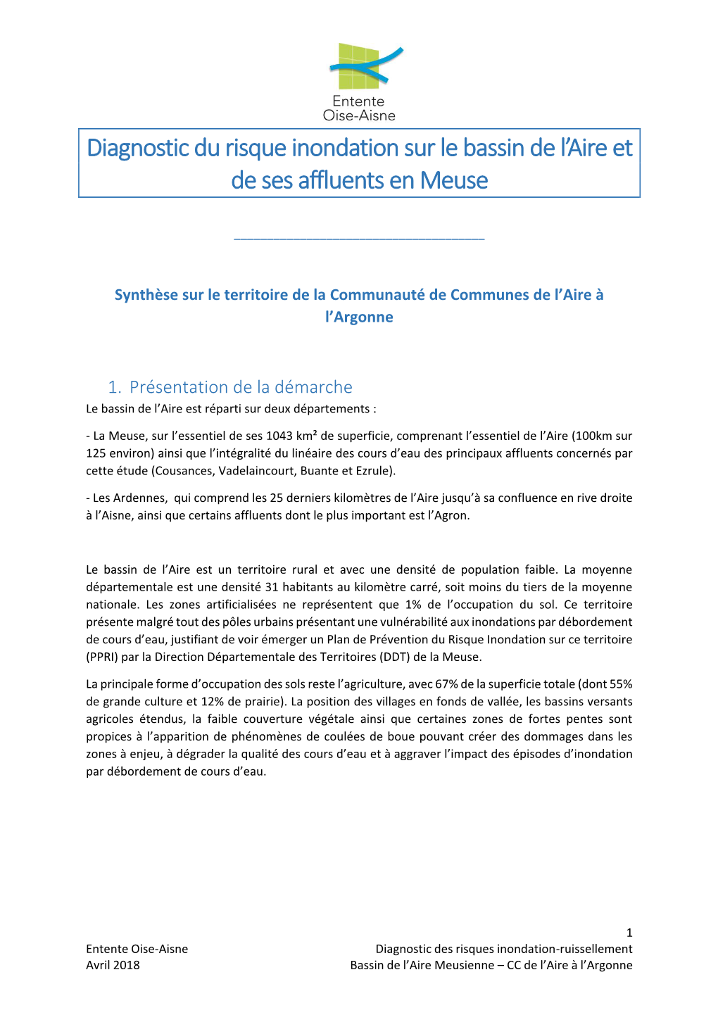 Diagnostic Du Risque Inondation Sur Le Bassin De L'aire Et De Ses Affluents En Meuse