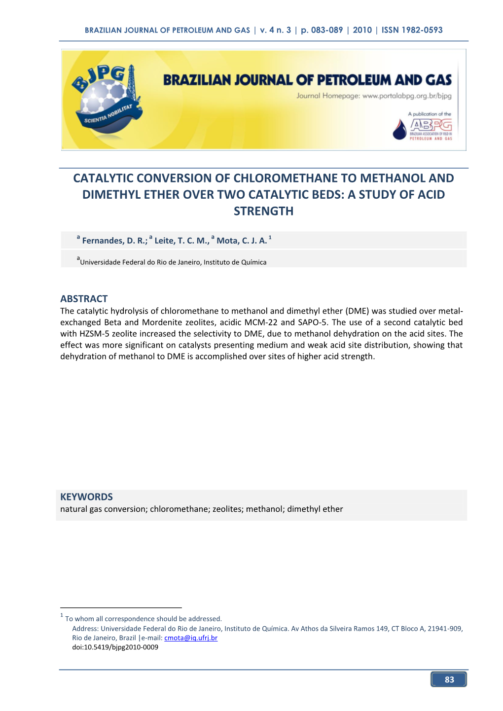 Catalytic Conversion of Chloromethane to Methanol and Dimethyl Ether Over Two Catalytic Beds: a Study of Acid Strength