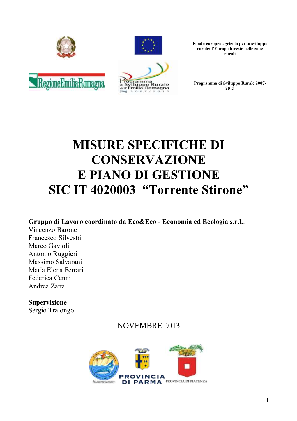 Piano Di Gestione SIC 4020003 “Torrente Stirone”