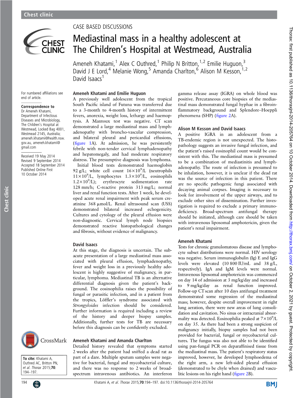 Mediastinal Mass in a Healthy Adolescent at the Children's