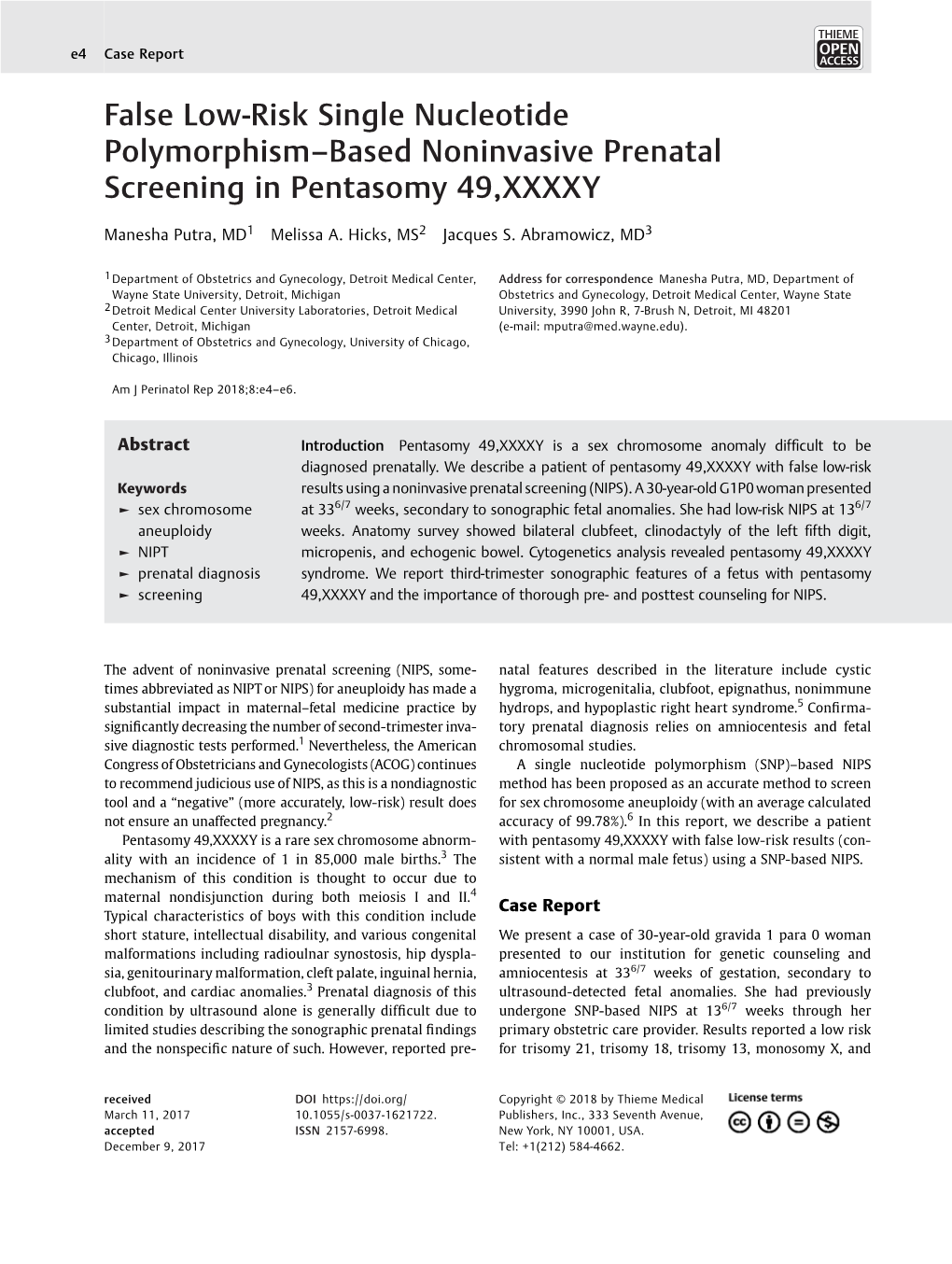 False Low-Risk Single Nucleotide Polymorphism–Based Noninvasive Prenatal Screening in Pentasomy 49,XXXXY
