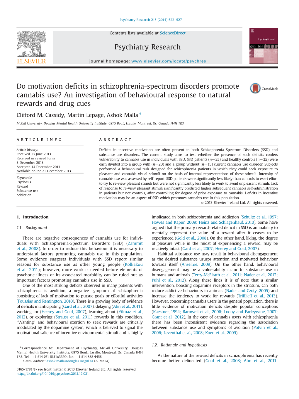 An Investigation of Behavioural Response to Natural Rewards and Drug Cues