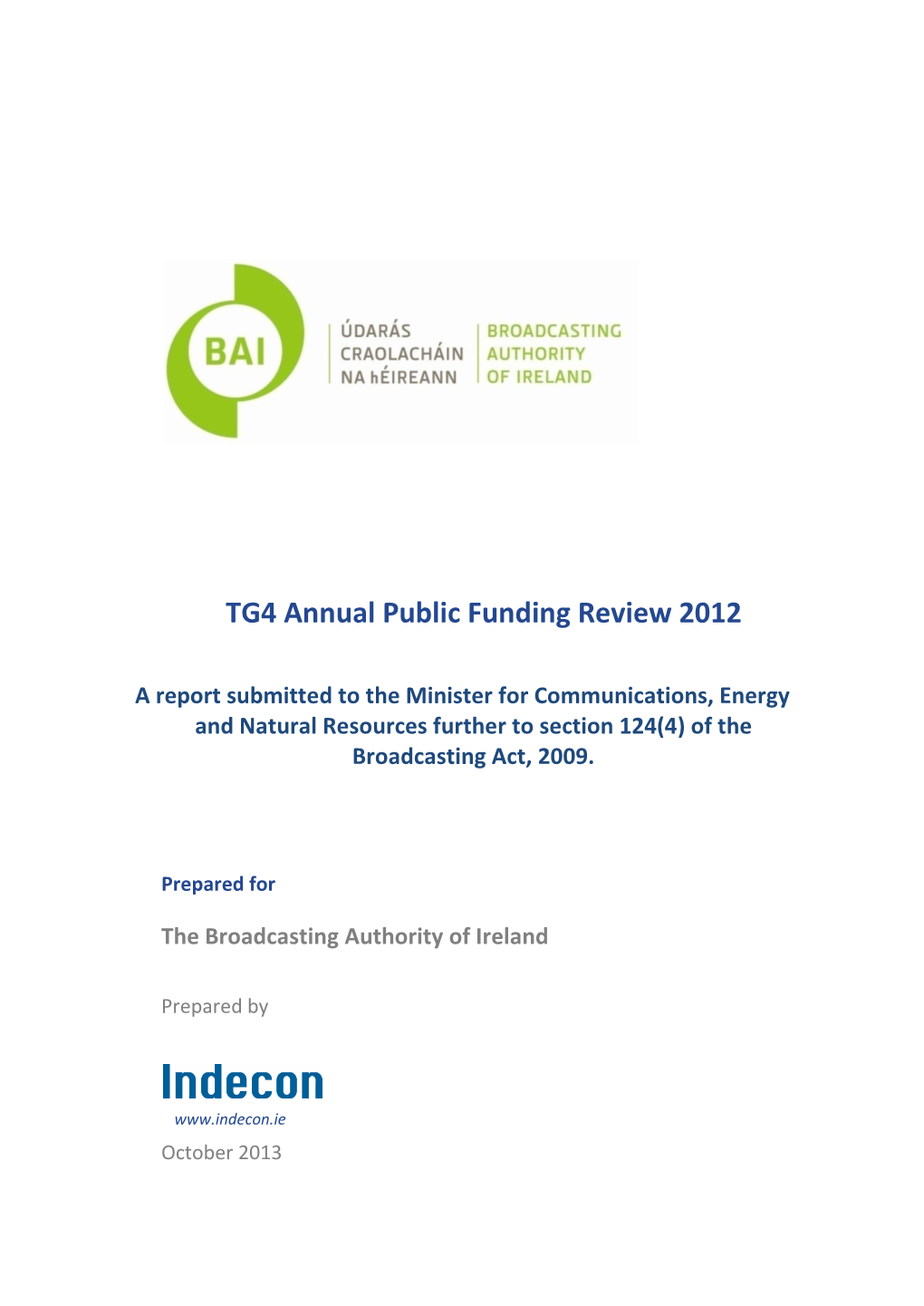 TG4 Annual Public Funding Review 2012