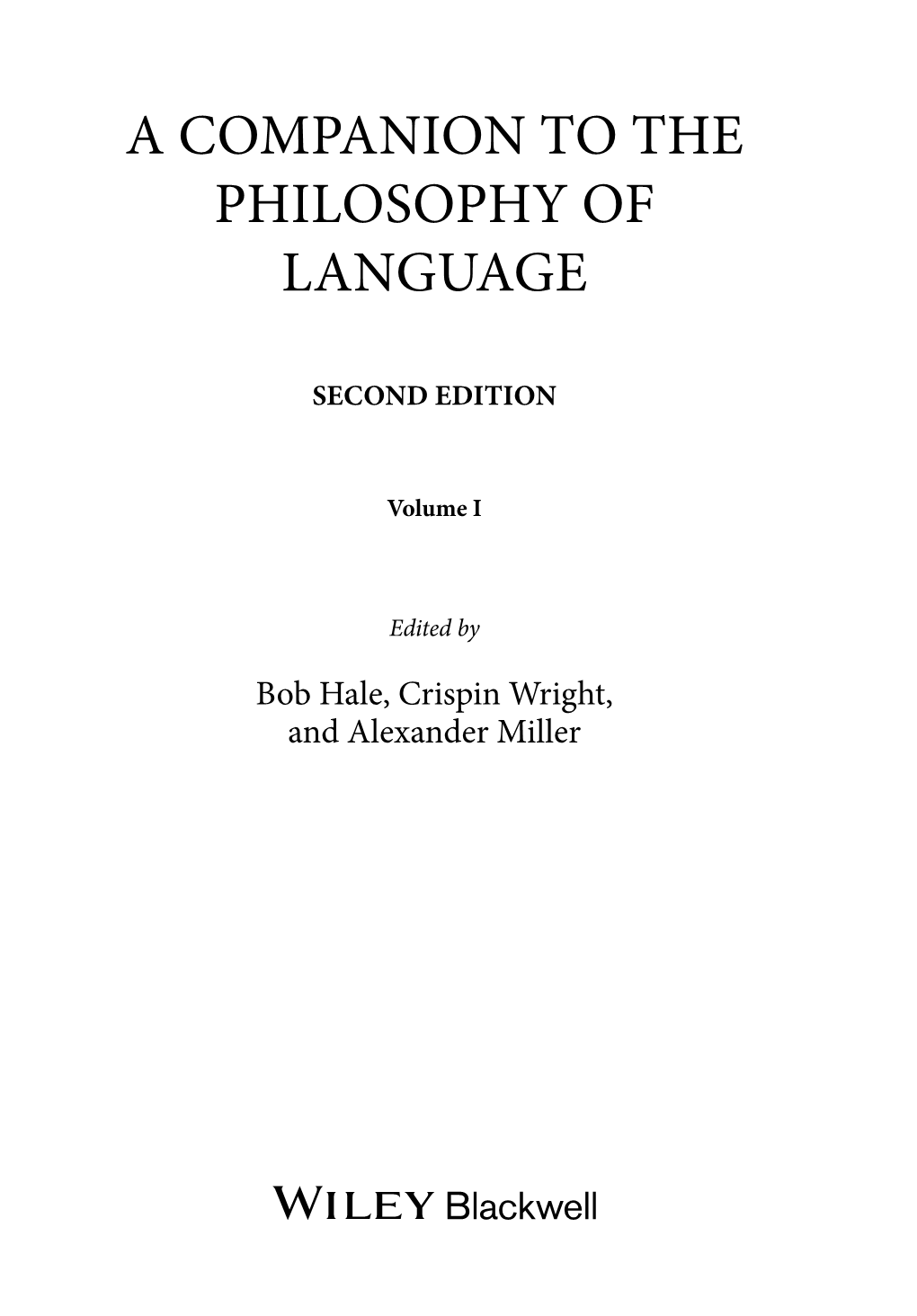 A Companion to the Philosophy of Language