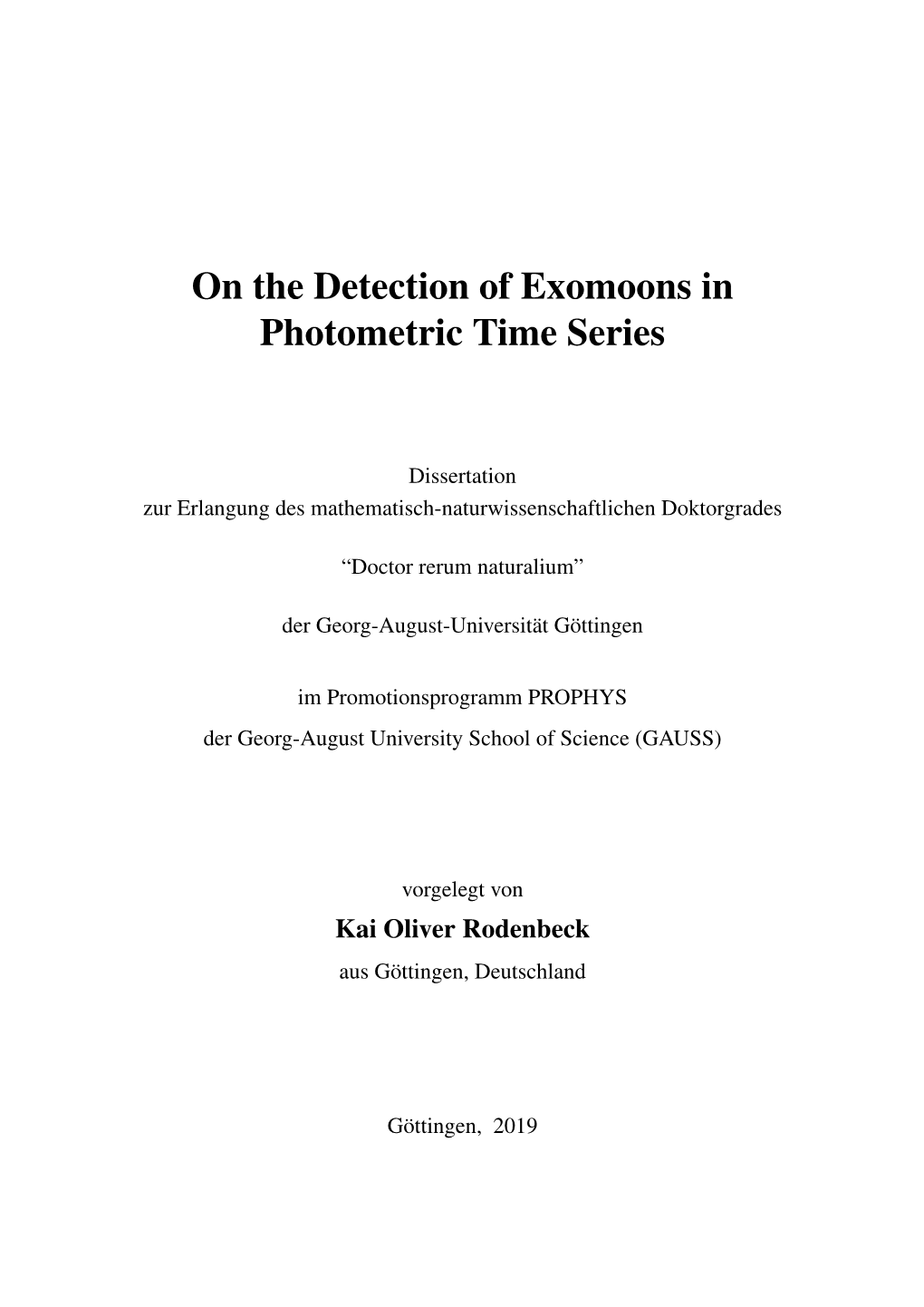 On the Detection of Exomoons in Photometric Time Series