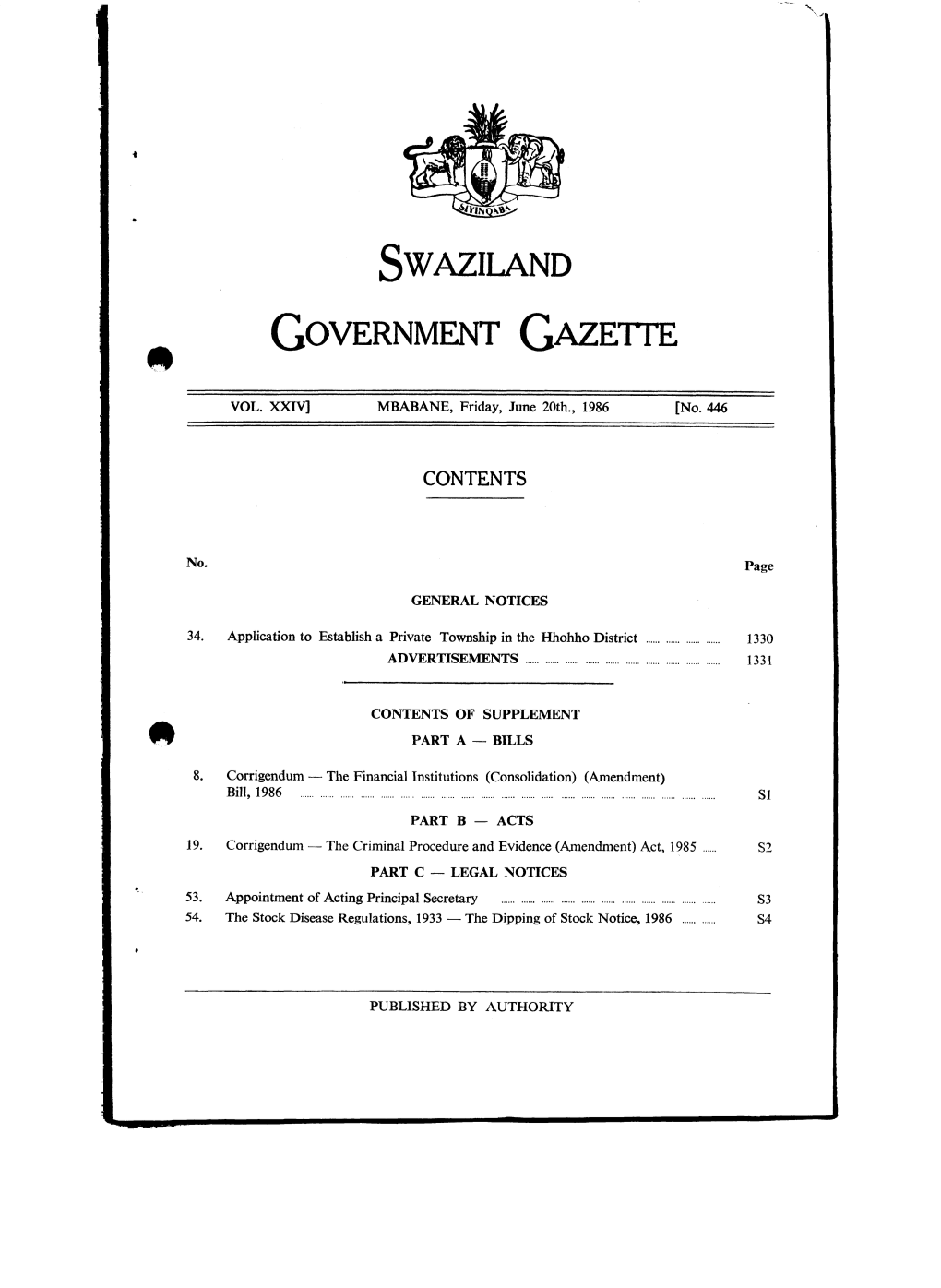 Swaziland Government Gazette