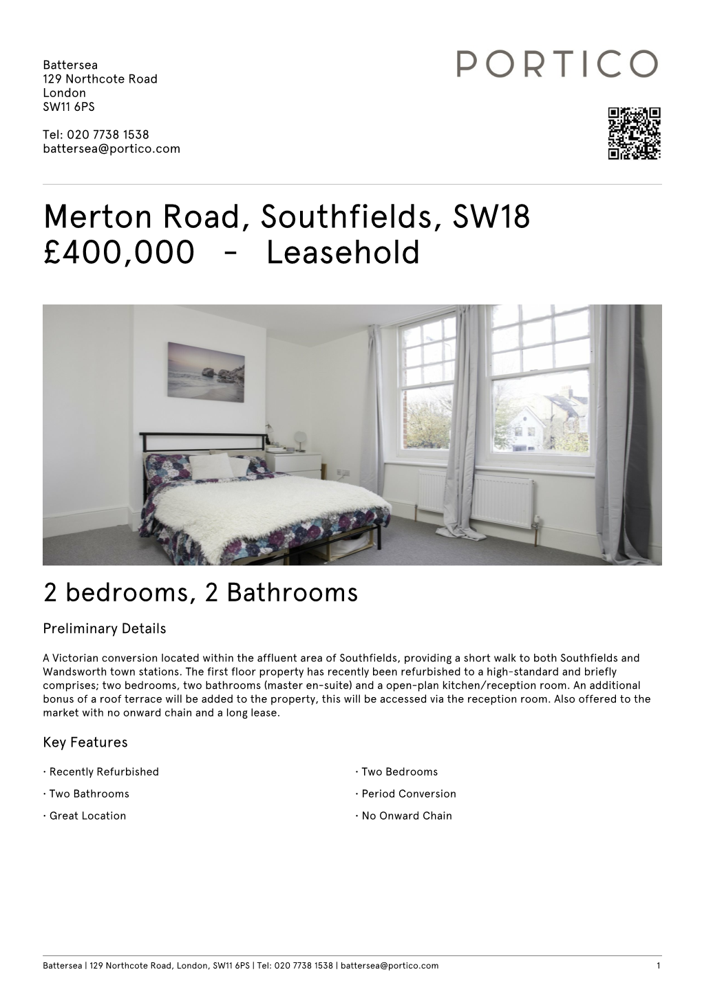 Merton Road, Southfields, SW18 £400,000