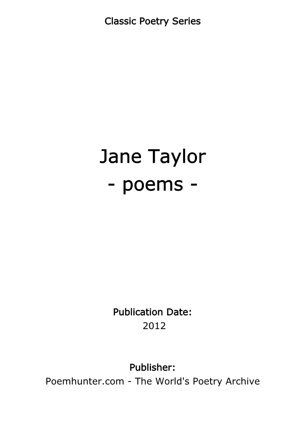 Jane Taylor - Poems