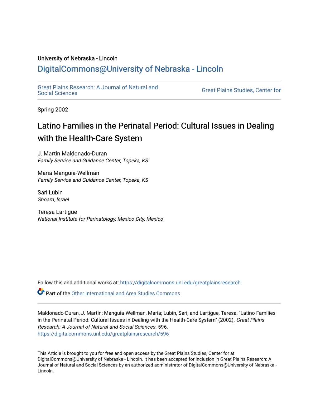 Latino Families in the Perinatal Period: Cultural Issues in Dealing with the Health-Care System