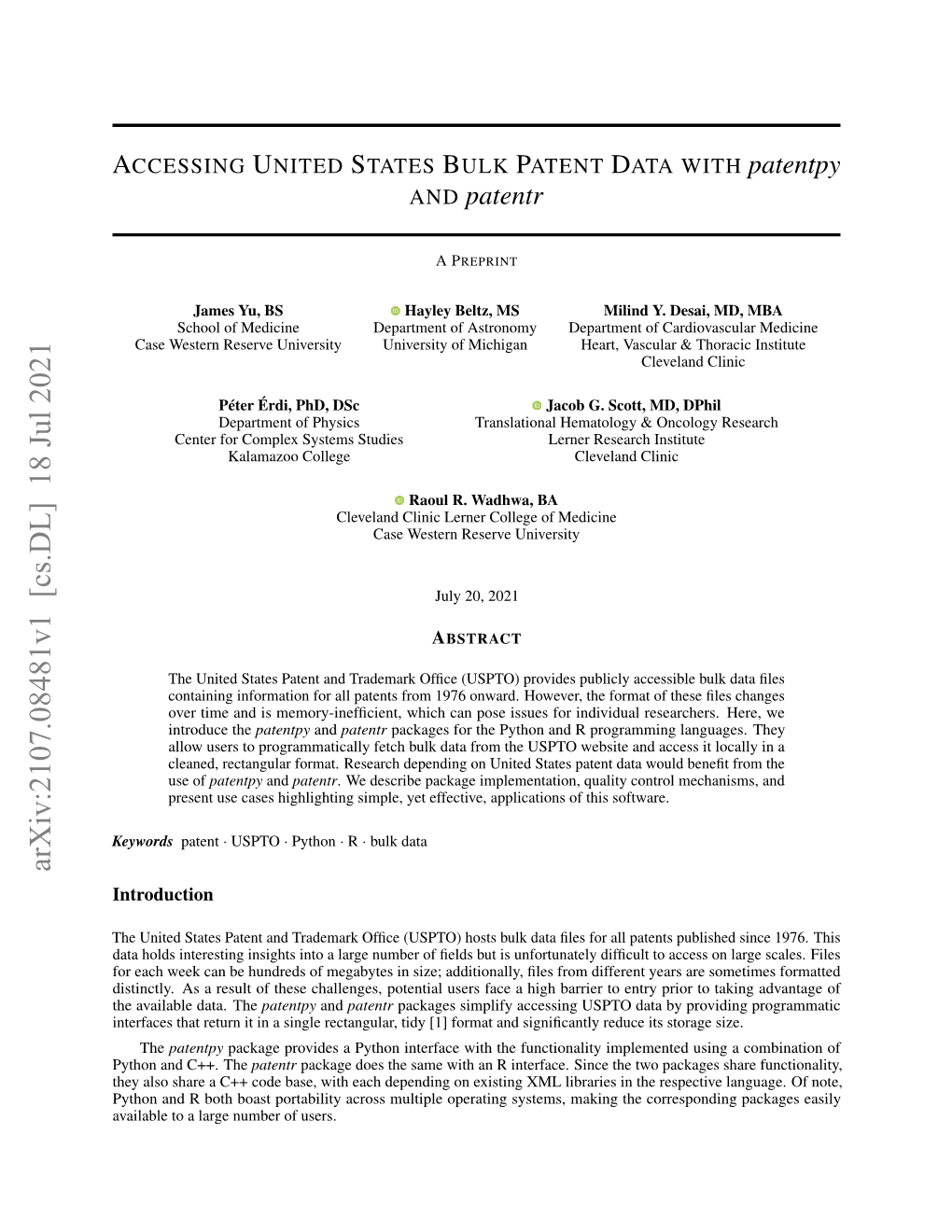 Downloads, Parses, Formats, and Returns USPTO Bulk Patent Data Based on the USPTO Green, Yellow, and Red Books