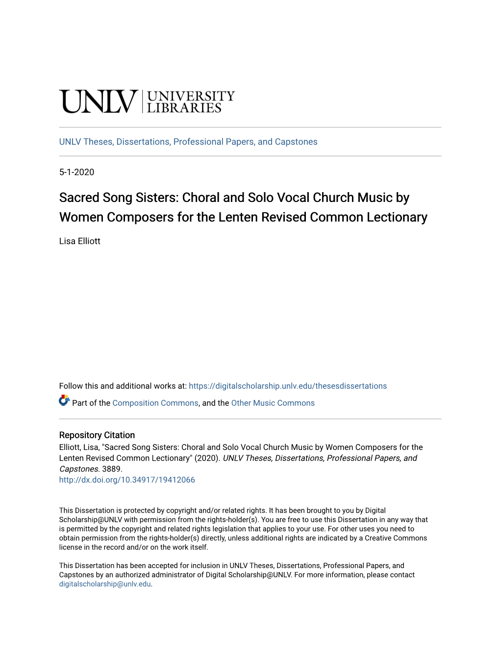 Sacred Song Sisters: Choral and Solo Vocal Church Music by Women Composers for the Lenten Revised Common Lectionary