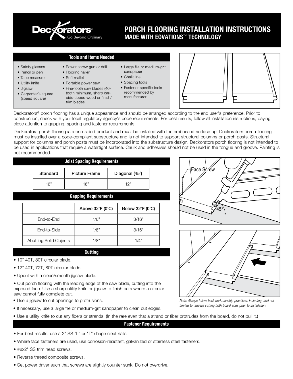 Porch Flooring Installation Instructions Made with Eovations™ Technology