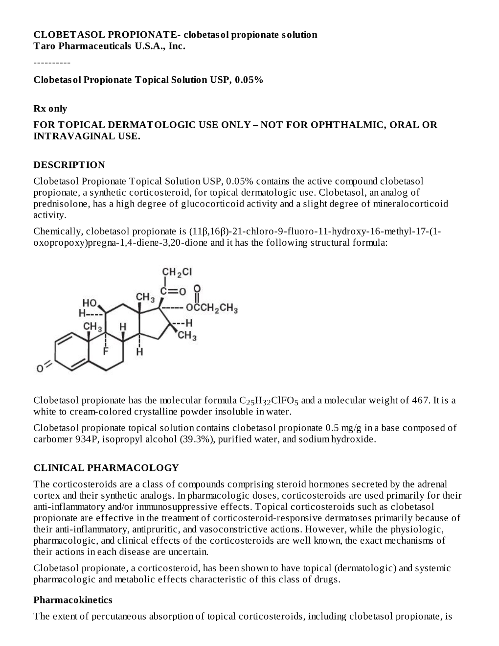 Clobetasol Propionate Topical Solution USP, 0.05%