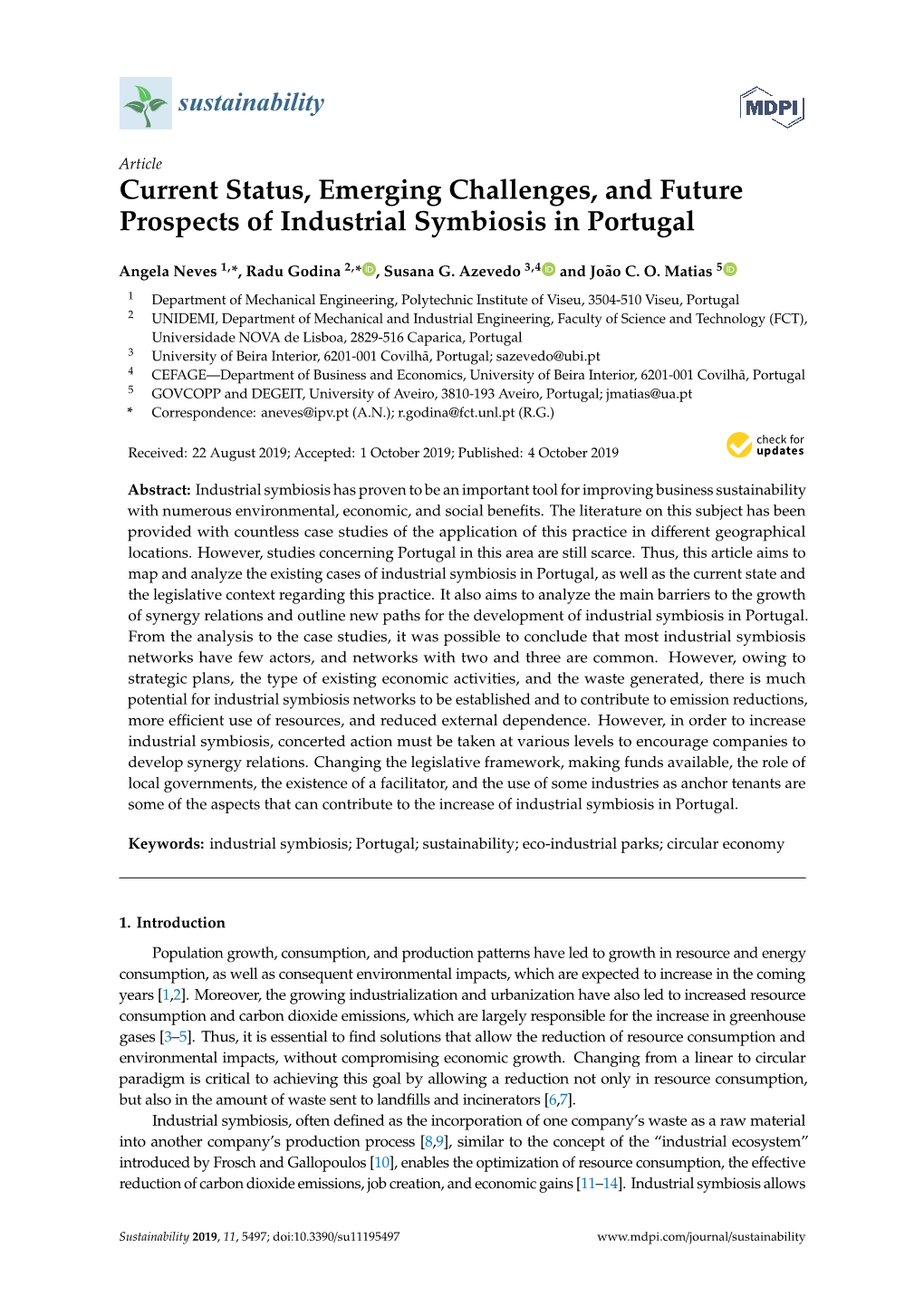 Current Status, Emerging Challenges, and Future Prospects of Industrial Symbiosis in Portugal