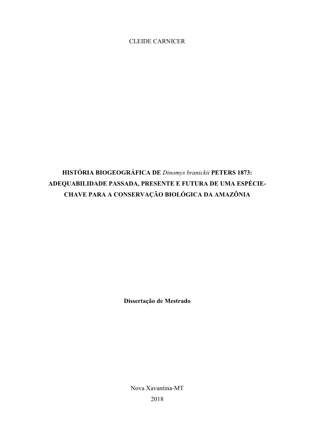 Cleide Carnicer História Biogeográfica De