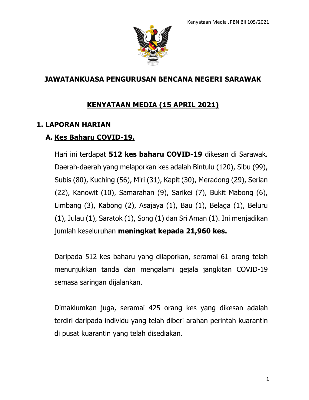 Kenyataan Media JPBN Bil 105/2021 1