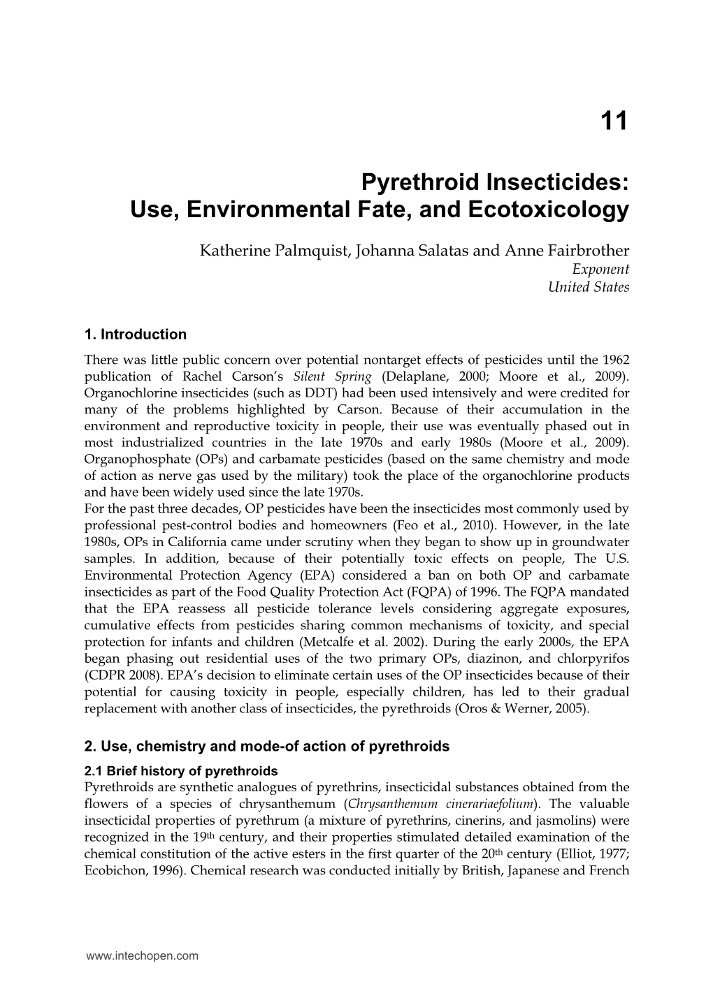 Pyrethroid Insecticides: Use, Environmental Fate, and Ecotoxicology