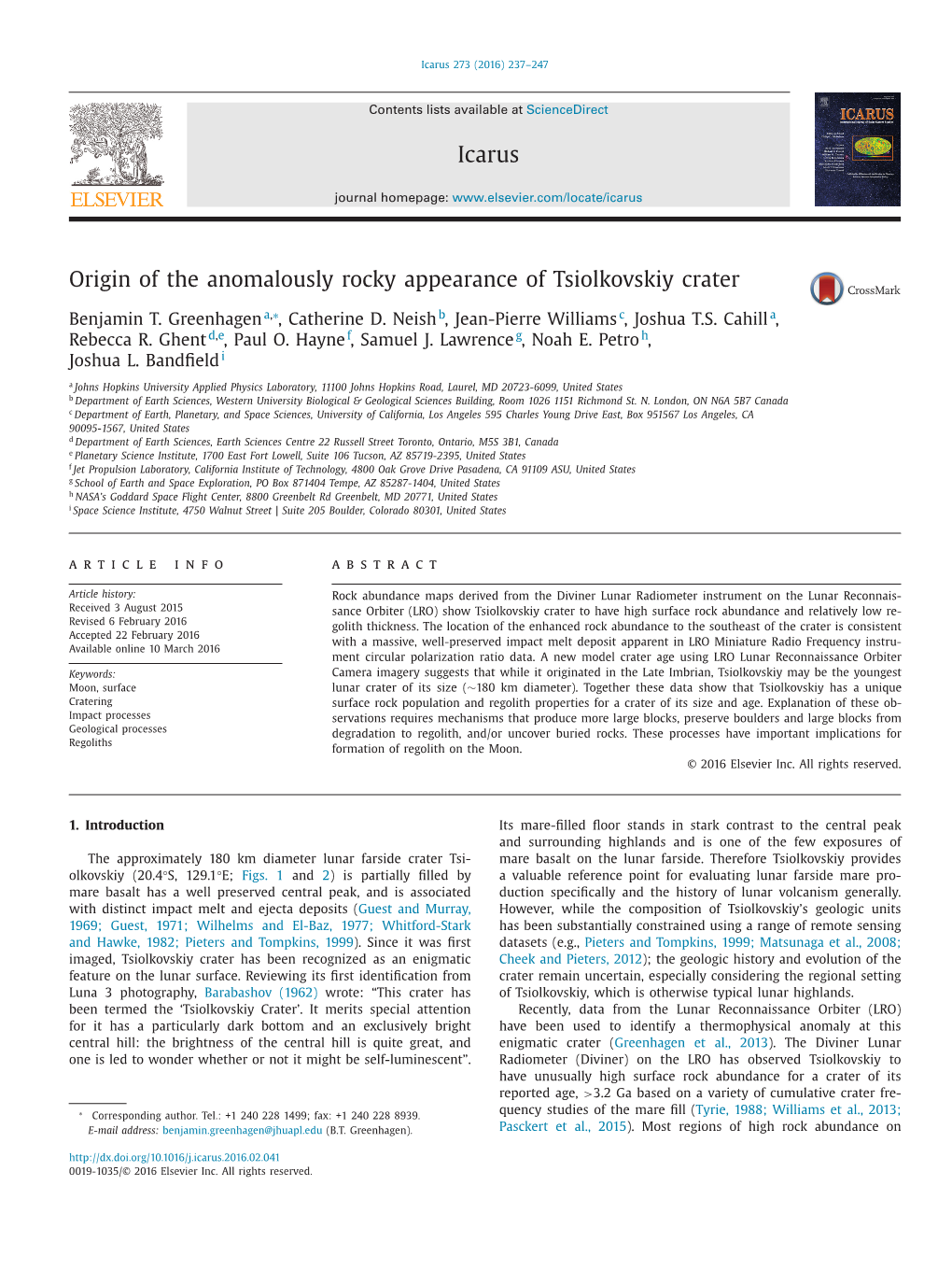 Origin of the Anomalously Rocky Appearance of Tsiolkovskiy Crater