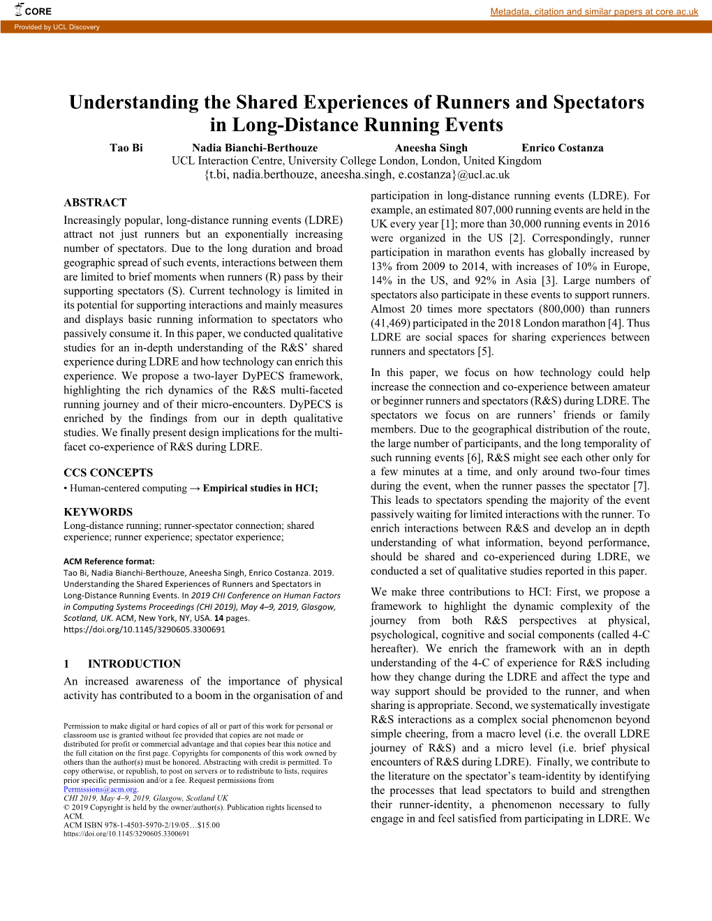 Understanding the Shared Experiences of Runners and Spectators in Long-Distance Running Events