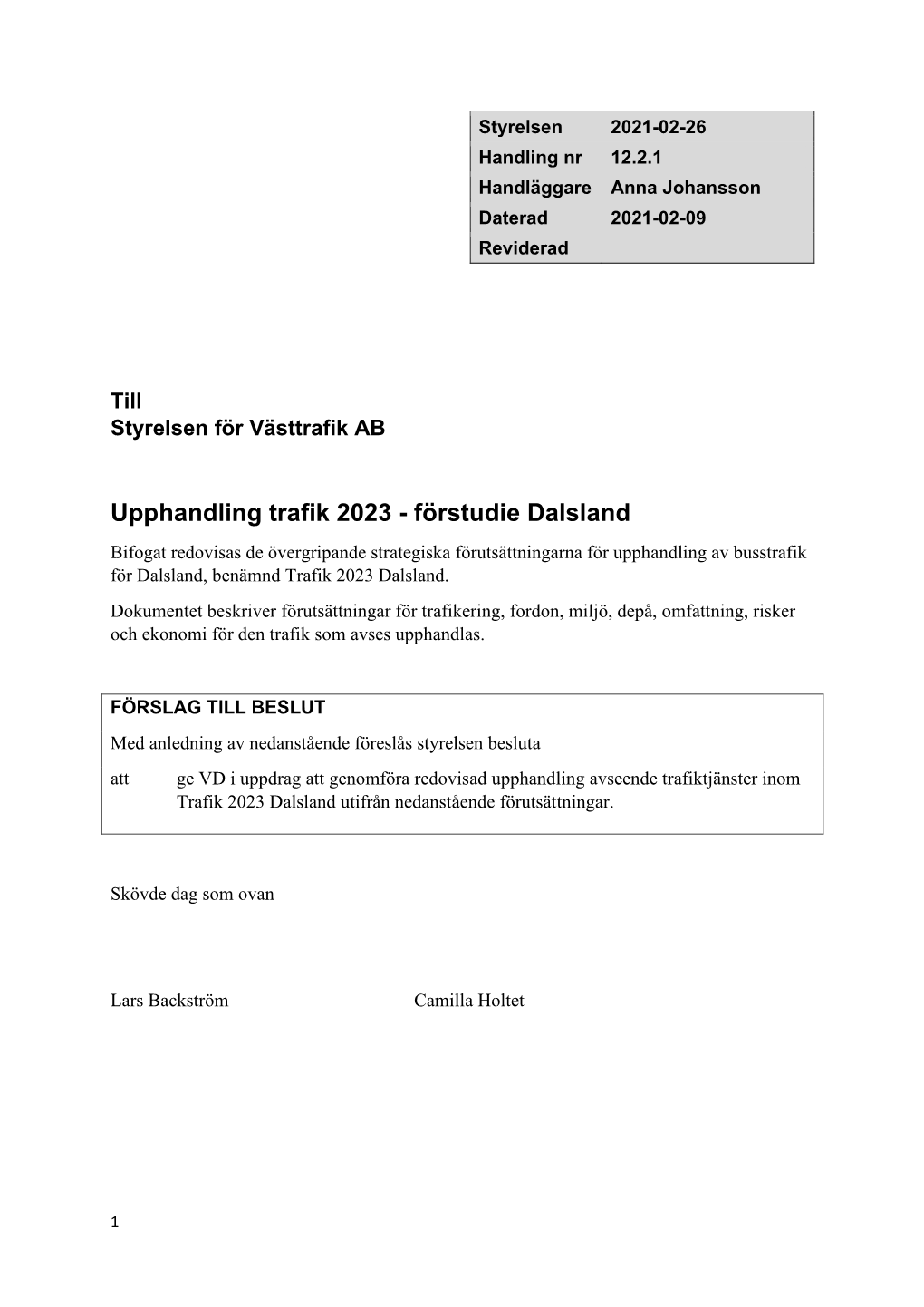 NR 12.2.1 Upphandling Trafik 2023