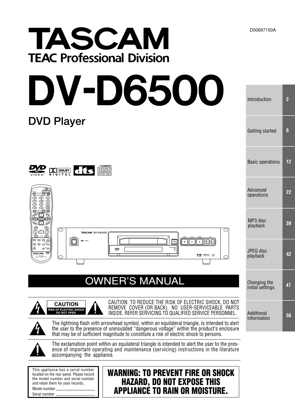 DV-D6500 DVD Player