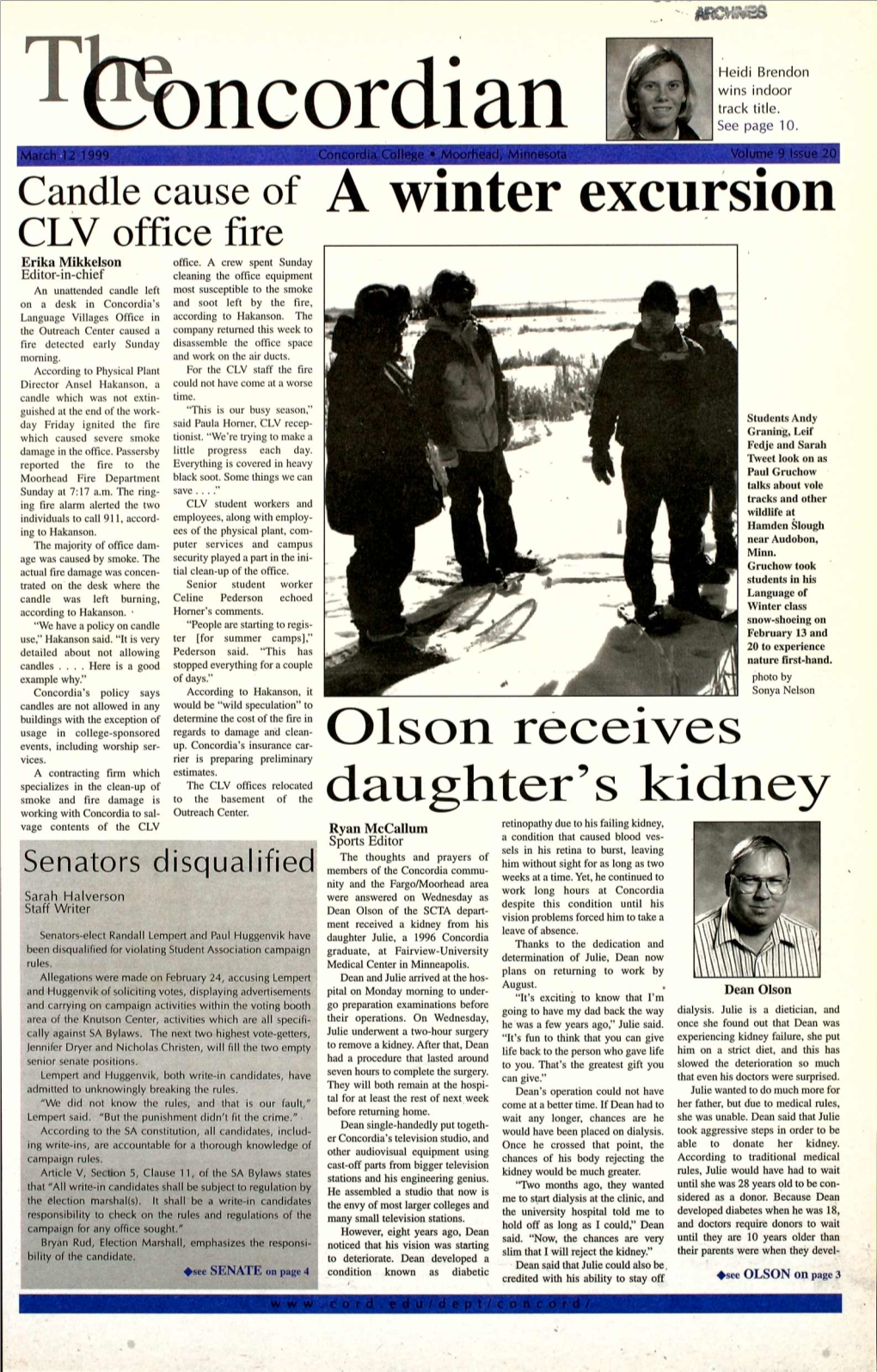 Candle Cause of a Winter Excursion Olson Receives Daughter's Kidney