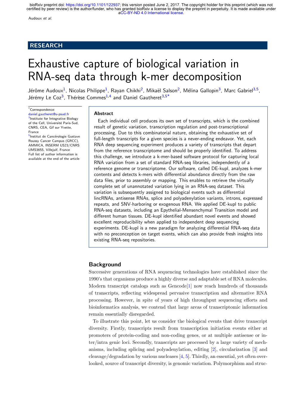 Exhaustive Capture of Biological Variation in RNA-Seq Data