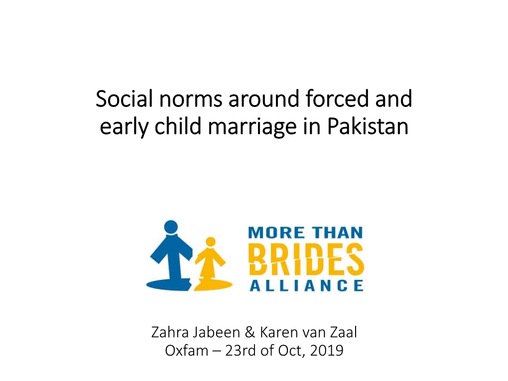 Social Norms Around Early, Forced and Child Marriage in Pakistan